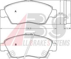 A.b.s. 36831 klocki hamulcowe honda civic 91 -, honda crx ii (ed, ee)