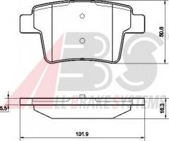 A.b.s. 37489 klocki hamulcowe ford mondeo iii 04-07 tył, ford mondeo iii kombi (bwy)