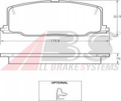 A.b.s. 36659 klocki hamulcowe toyota camry 87-92 z czujnikiem, lexus es (f1, f2)