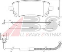 A.b.s. 37368 klocki hamulcowe vw phaeton 02-tył z czujnikiem, vw phaeton (3d_)