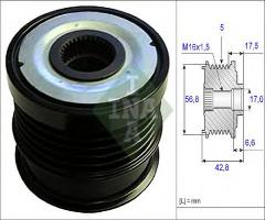Ina 535007130 sprzęgło alternatora opel astra g, cadillac bls, opel vectra c, saab 9-3 (ys3f)