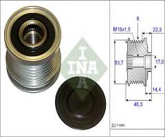 Ina 535020410 sprzęgło alternatora opel, opel astra j sports tourer, saab 9-5 (ys3g)