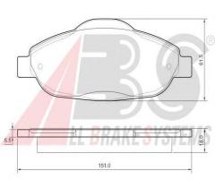 A.b.s. 37607 klocki hamulcowe peugeot 308 07-przód, peugeot 308 (4a_, 4c_)