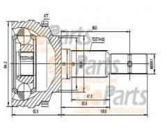 Jpn 10p0004-jpn 10p0004jpn przegub napędowy zewnętrzny - 9624357, chevrolet evanda