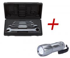 Ks tools 503.4295-2012 klucze płasko oczkowe z grzechotką + latarka 6cz