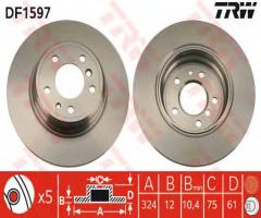 Trw df1597 tarcza hamulcowa bmw 7 e38 94-01 tył, bmw 8 (e31)