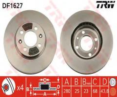 Trw df1627 tarcza hamulcowa saab 9000 87-98, saab 9000 hatchback