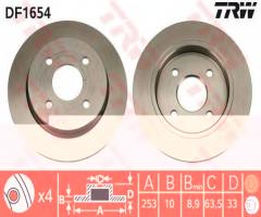 Trw df1654 tarcze hamulcowe ford focus 98-04 fiesta v vi tył, ford sierra hatchback (gbc, gbg)