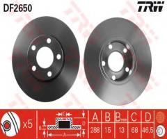 Trw df2650 tarcza hamulcowa audi 100 90-94, audi 100 (44, 44q, c3)