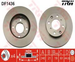 Trw df1436 tarcza hamulcowa honda civic 91-00, honda civic v hatchback (eg)