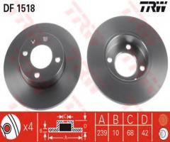 Trw df1518 tarcza hamulcowa vw/audi 10mm, audi 80 (80, 82, b1), seat ibiza ii (6k1)