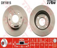 Trw df1815 tarcza hamulcowa honda civic 85-95 wen, acura integra coupe