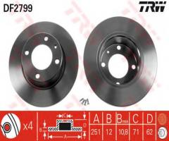Trw df2799 tarcza hamulcowa citroen xantia kombi 95-02 tył, citroËn xantia break (x1)