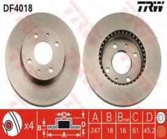 Trw df4018 tarcza hamulcowa nissan almera 95-00 1.6i-2,0d, nissan almera i hatchback (n15)
