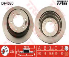 Trw df4030 tarcza hamulcowa opel frontera 95-04 tył, honda civic i sedan (sf), isuzu trooper