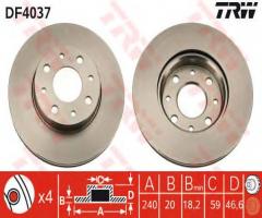 Trw df4037 tarcza hamulcowa fiat palio 97-, alfa romeo 145 (930), fiat marea (185)