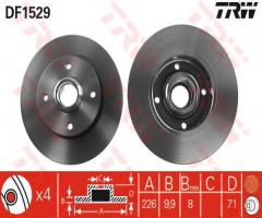 Trw df1529 tarcza hamulcowa vw golf, passat 85-96 tył, seat toledo i (1l), vw golf i (17)