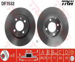 Trw df1532 tarcza hamulcowa vw passat 88-97, seat toledo i (1l), vw passat (3a2, 35i)