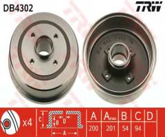 Trw db4302 bęben hamulcowy opel corsa c 00-06 (+abs), opel corsa c (f08, f68)