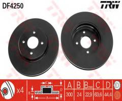Trw df4250 tarcza hamulcowa ford focus st170 02-04, ford focus (daw, dbw)