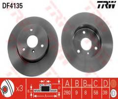 Trw df4135 tarcza hamulcowa smart 98-, smart city-coupe (450)