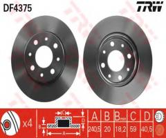 Trw df4375 tarcza hamulcowa fiat panda 04-1,3jtd, fiat panda (169), ford ka (ru8)