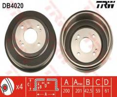 Trw db4020 bęben hamulcowy honda civic 91-01, honda accord iii (ca)