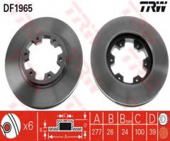 Trw df1965 tarcza hamulcowa nissan terrano 87-06, ford maverick (uds, uns), nissan terrano ii (r20)