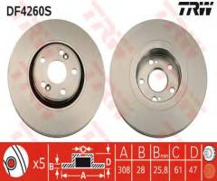 Trw df4260s tarcza hamulcowa renault laguna 01-07 3,0 v6, renault laguna ii (bg0/1_)