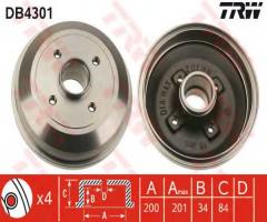 Trw db4301 bęben hamulcowy opel corsa c 00-06 (- abs), opel corsa c (f08, f68)