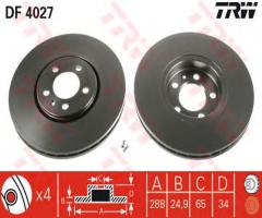 Trw df4027 tarcza hamulcowa vw golf iv 97-03 1,8t, audi a3 (8l1), seat toledo ii (1m2)
