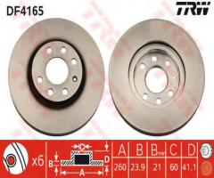 Trw df4165 tarcza hamulcowa opel corsa c 00-06 1,4-1,8, opel meriva