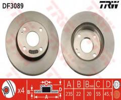 Trw df3089 tarcza hamulcowa mazda 323 89-99, mazda 323 s iv (bg)
