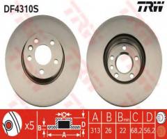 Trw df4310s tarcza hamulcowa vw sharan 00-10, ford galaxy (wgr), seat alhambra (7v8, 7v9)
