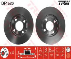 Trw df1530 tarcza hamulcowa audi 100 76-91 wentylowana, audi 80 (89, 89q, 8a, b3)