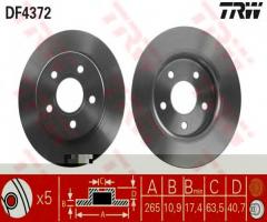 Trw df4372 tarcza hamulcowa ford focus ii 04-tył, ford c-max (dm2)