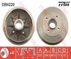 Trw db4220 bęben hamulcowy peugeot 206 98-(+abs), citroËn saxo (s0, s1), peugeot 106 ii (1)