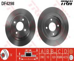 Trw df4298 tarcza hamulcowa ford focus rs 02-04 tył, ford focus (daw, dbw)