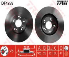 Trw df4288 tarcza hamulcowa honda civic 01-05 2,0 type-r, honda civic vii hatchback (eu, ep, ev)