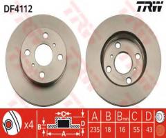 Trw df4112 tarcza hamulcowa toyota yaris 99-05, toyota yaris (scp1_, nlp1_, ncp1_)