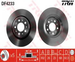 Trw df4233 tarcza hamulcowa volvo s70,v70 97-00, volvo 850 (ls)