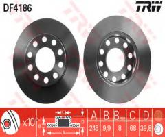 Trw df4186 tarcza hamulcowa audi a4 00-08 tył, audi a4 (8e2, b6), seat exeo (3r2)