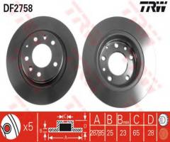 Trw df2758 tarcza hamulcowa vw golf iii 94-97 2,0-2,9vr6, vw passat (3a2, 35i)