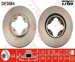 Trw df3084 tarcza hamulcowa honda accord 91-98, honda accord iv aerodeck (cb)