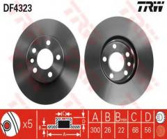 Trw df4323 tarcza hamulcowa vw t4 97-03 wentylowana, ford galaxy (wgr), seat alhambra (7v8, 7v9)