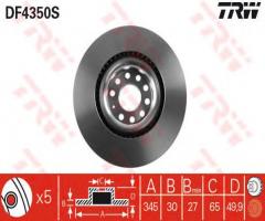 Trw df4350s tarcza hamulcowa vw passat 05-2,0tfsi -, audi a3 (8p1), seat leon (1p1)