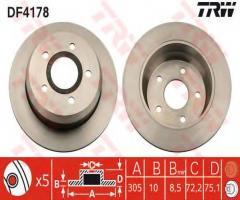 Trw df4178 tarcza hamulcowa jeep grand cherokee 99- tył, jeep cherokee (xj)
