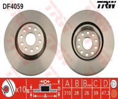 Trw df4059 tarcza hamulcowa alfa romeo 166 98-07, alfa romeo 166 (936), lancia kappa (838a)