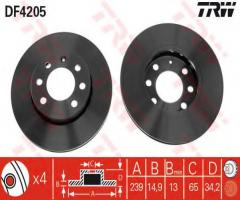Trw df4205 tarcza hamulcowa audi a2 1,2tdi 01-05, audi a2 (8z0), vw lupo (6x1, 6e1)