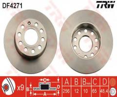 Trw df4271 tarcza hamulcowa vw golf v 03-tył, audi a3 (8p1), seat altea (5p1)